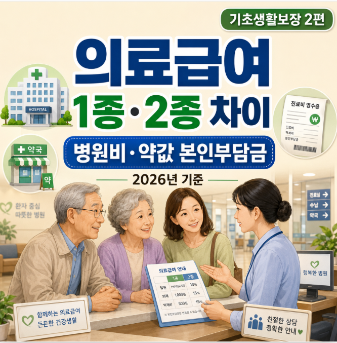 의료급여 1종 2종 차이｜병원비·약값 본인부담금 정리 2026년 기준
