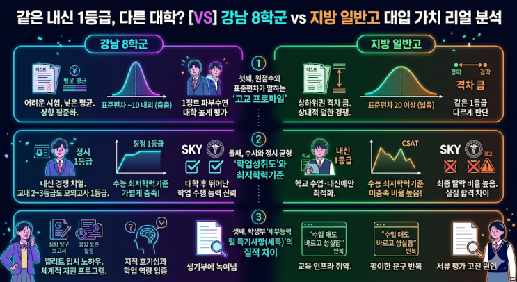  같은 내신 1등급, 다른 대학? 강남 8학군 vs 지방 일반고 대입 실질 가치 완전 분석