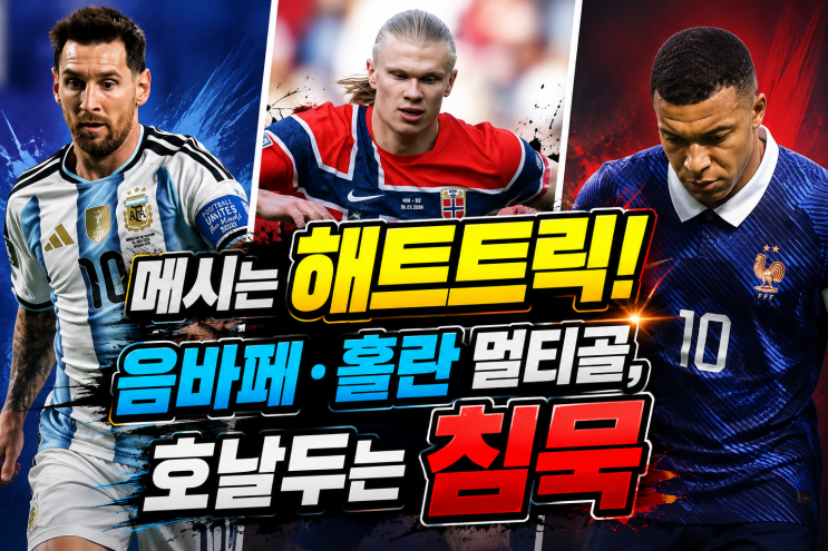메시는 해트트릭! 음바페·<b>홀란 멀티골</b>, 호날두는 침묵