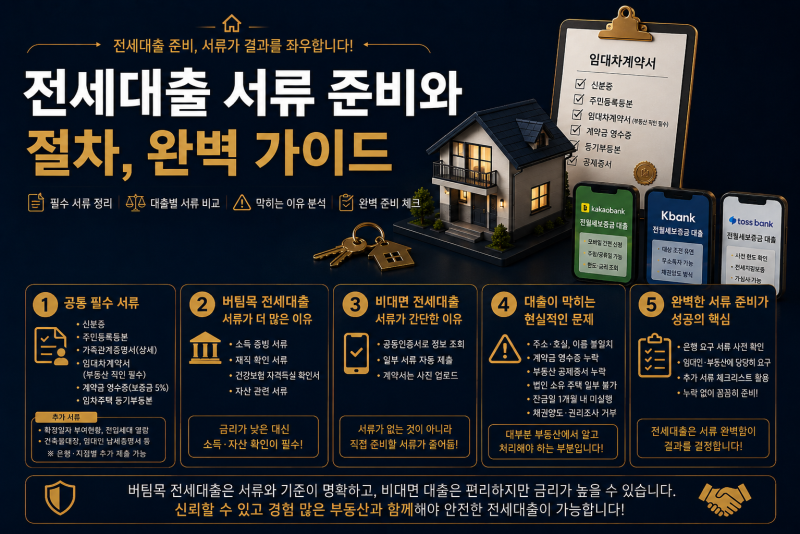 전 · 월세 대출 서류 뭐가 필요할까 (버팀목·카카오·케이뱅크·토스 준비 체크리스트)