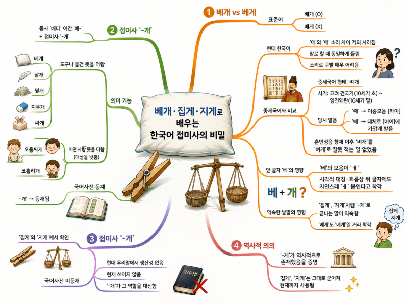 베개가 맞을까, 베게가 맞을까? 집게·지게로 찾은 접미사의 비밀