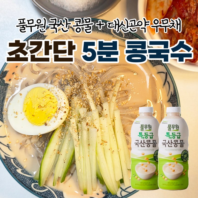 내돈내산 풀무원 국산 콩물 후기│대신곤약 우무채로 만든 초간단 5분 콩국수