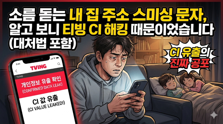  소름 돋는 내 집 주소 스미싱 문자, 알고 보니 티빙 CI 해킹 때문이었습니다 (대처법 포함)
