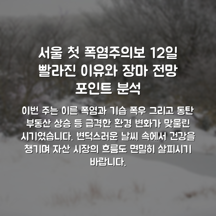 <b>서울</b> 첫 <b>폭염주의보</b> 12일 빨라진 이유와 장마 전망 포인트 분석