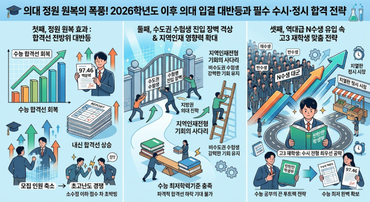  의대 정원 원복의 폭풍! 2026학년도 이후 의대 입결 대반등과 필수 수시·정시 합격 전략