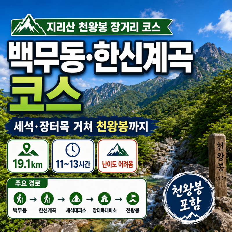 지리산 천왕봉 백무동 한신계곡 코스｜거리 19.1km, 실제 몇 시간 걸릴까?
