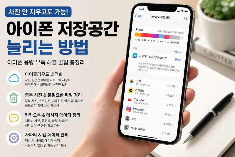 아이폰 저장공간 부족할 때 해결법｜사진 안 지우고 용량 확보하는 방법 7가지