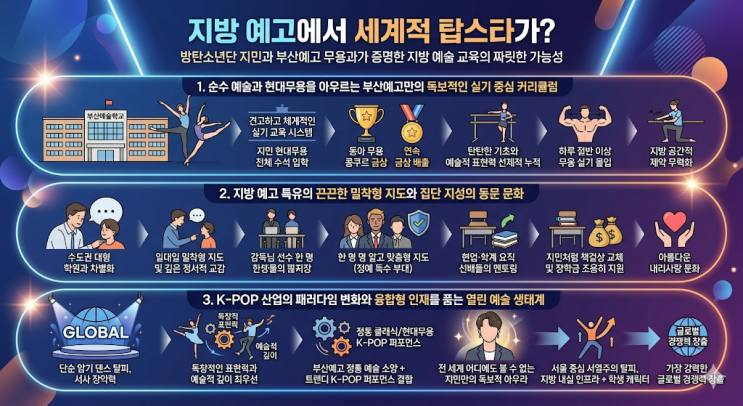  지방 예고에서 세계적 탑스타가? 방탄소년단 지민과 부산예고 무용과가 증명한 지방 예술 교육의 짜릿한 가능성