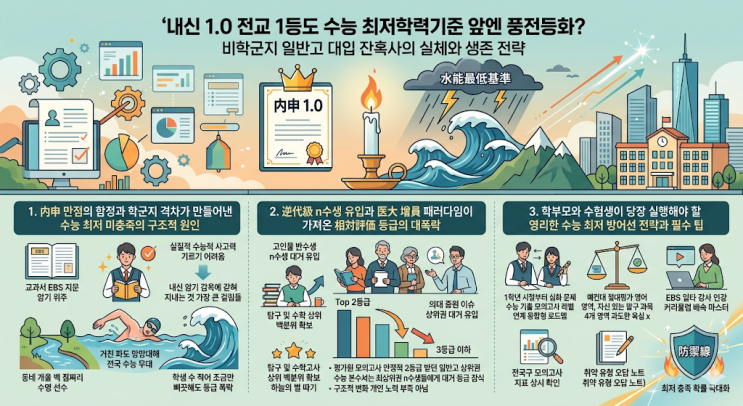  내신 1.0 전교 1등도 수능 최저학력기준 앞엔 풍전등화? 비학군지 일반고 대입 잔혹사의 실체와 생존 전략