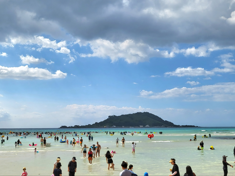 제주도 제주 협재 해수욕장 해변 물놀이 물때 만조 시간 보는법
