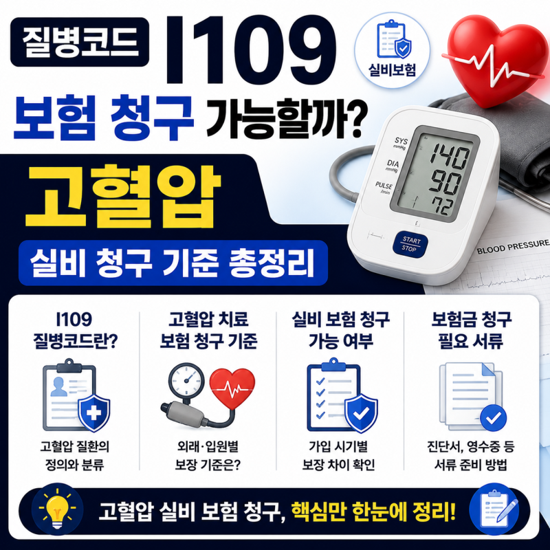 질병코드 I109 보험 청구 가능할까? 고혈압 실비 청구 기준 총정리