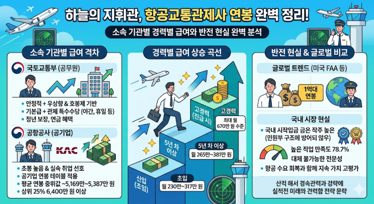  하늘의 지휘관 항공교통관제사 연봉의 모든 것! 소속 기관별 경력별 급여와 반전 현실 완벽 분석