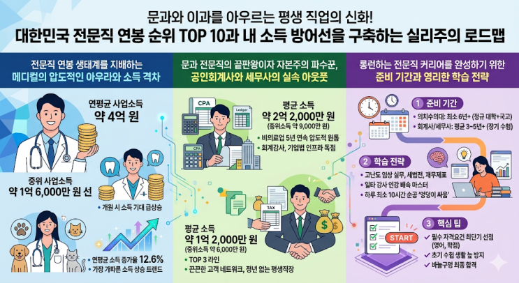  문과와 이과를 아우르는 평생 직업의 신화! 대한민국 전문직 연봉 순위 TOP 10과 내 소득 방어선을 구축하는 실리주의 로드맵