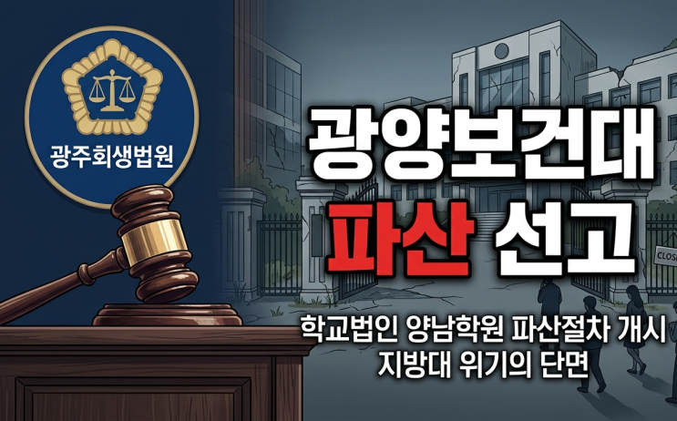 법원, <b>광양보건대</b> 파산 선고 '충격'… 재학생·교직원은 이제... 
