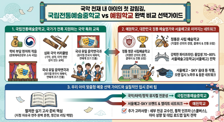  국악 천재 내 아이의 첫 갈림길, 국립전통예술중학교 vs 예원학교 완벽 비교 선택 가이드