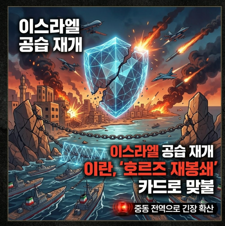 이스라엘 레바논 공습 재개, 이란 <b>호르무즈</b> 해협 <b>재봉쇄</b>
