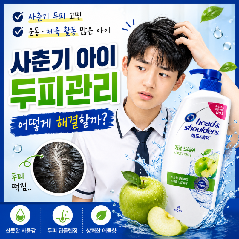 사춘기 아이 샴푸, 헤드앤숄더 애플프레쉬로 바꾼 후 달라진 점