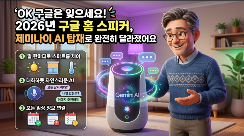 [IT·AI 소식] "OK 구글"은 잊으세요! 2026년 구글 홈 스피커, 제미나이 AI 탑재로 완전히 달라졌....