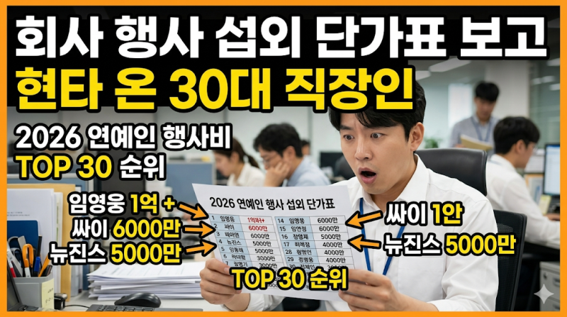 [2026 연예인 행사비] 회사 행사 섭외 단가표 보고 현타 온 30대 직장인 (Top 30 순위)