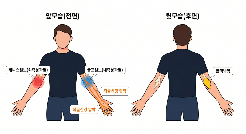 팔꿈치 통증 원인… 파스만 붙이다 치료 시기를 놓치는 환자들의 공통점