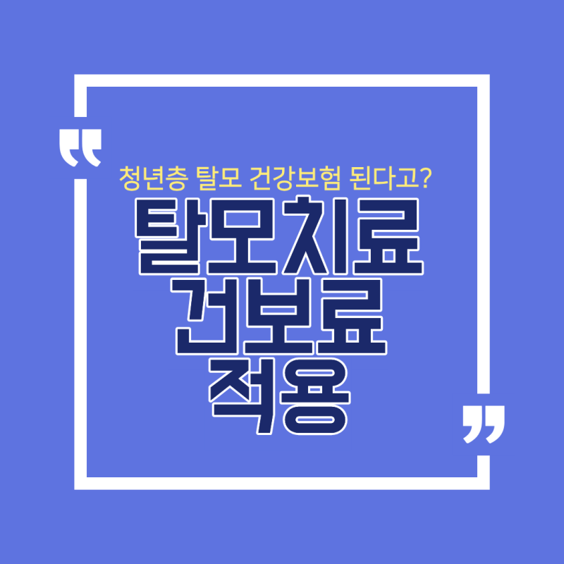 청년층 탈모 건강보험 된다고? 탈모치료 건보료적용 팩트체크