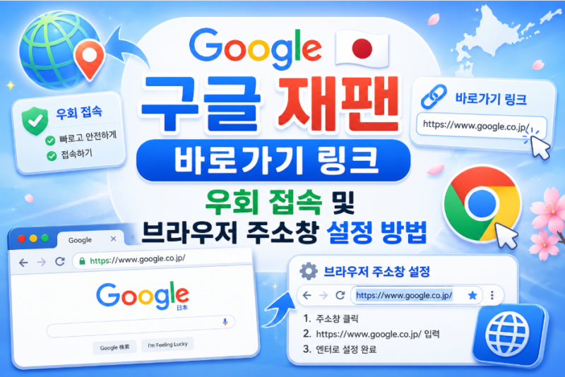 구글 재팬 바로가기 링크 우회 접속 및 브라우저 주소창 설정 방법