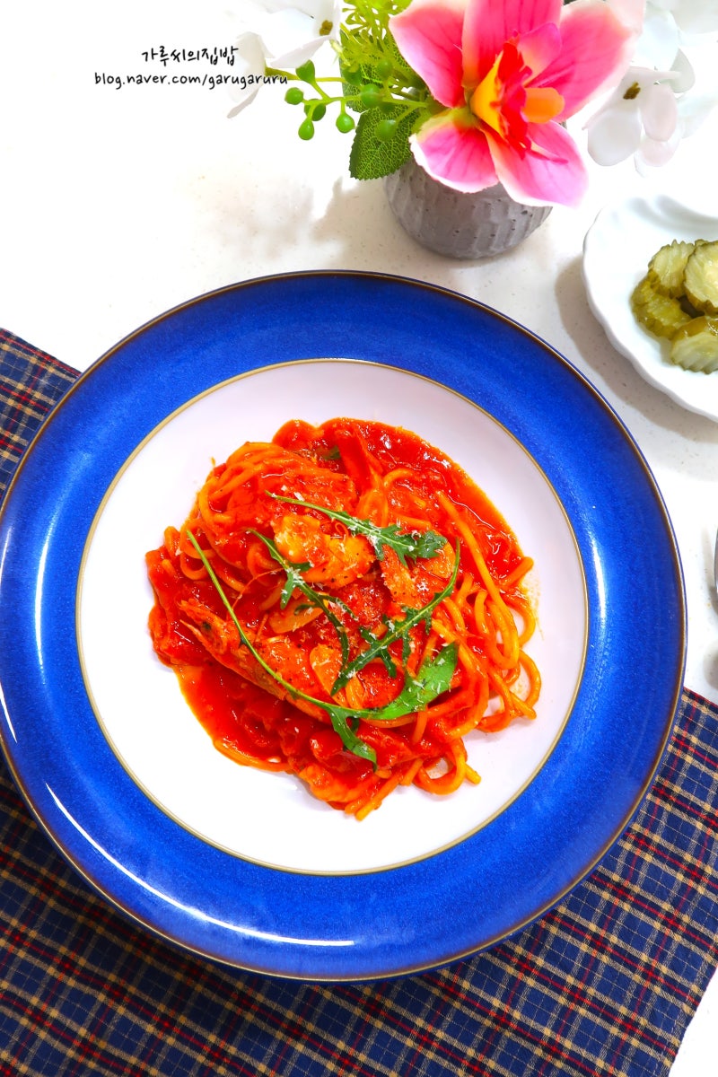 새우 토마토파스타 레시피 원팬파스타 소스 만들기