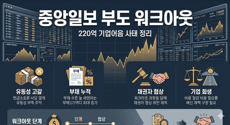 <b>중앙일보</b> 220억 기업어음 최종 <b>부도</b> 워크아웃 신청 총정리