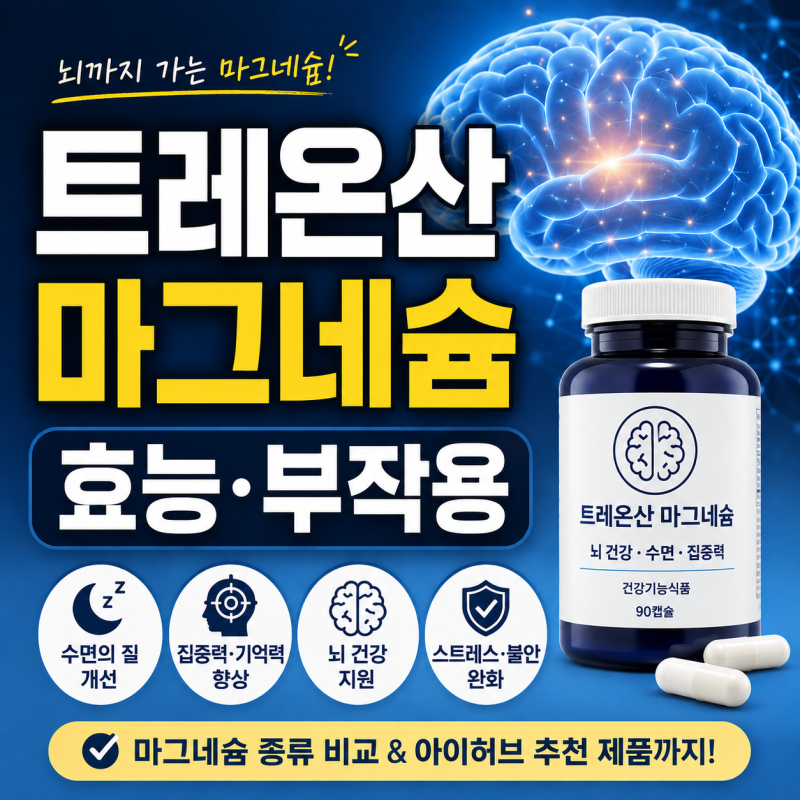 트레온산 마그네슘 효능 부작용, 마그네슘 종류 총정리 (feat. 아이허브 가성비 추천)
