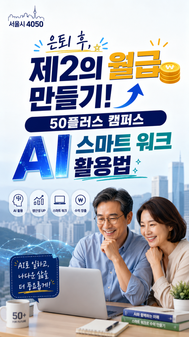 [서울시 4050] 은퇴 후 제2의 월급 만들기! 50플러스 캠퍼스 AI 스마트 워크 활용법