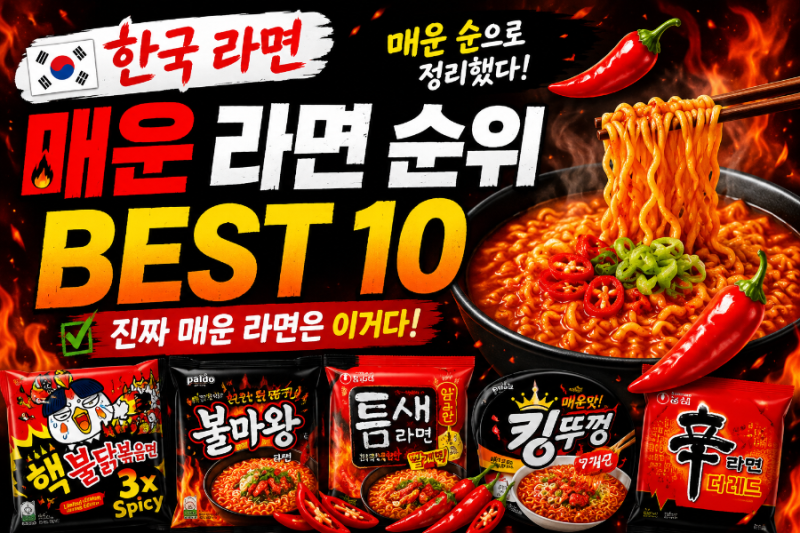 대한민국 라면 맵기 순위 BEST 10 "진짜 매운 순서대로" SNS 후기 + 스코빌지수 + 커뮤니티 반응 ....