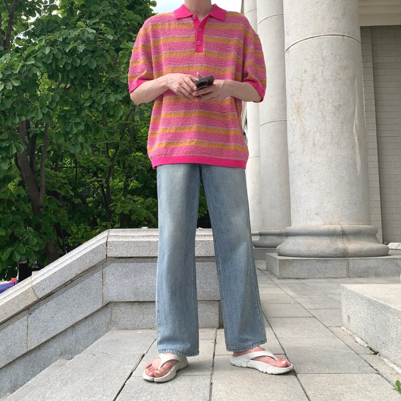 여름 남자 연청바지 코디 색 조합 스타일링 청량한 컬러감이 포인트