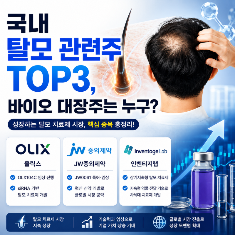 국내 탈모 관련주 TOP3,바이오 대장주는 누구