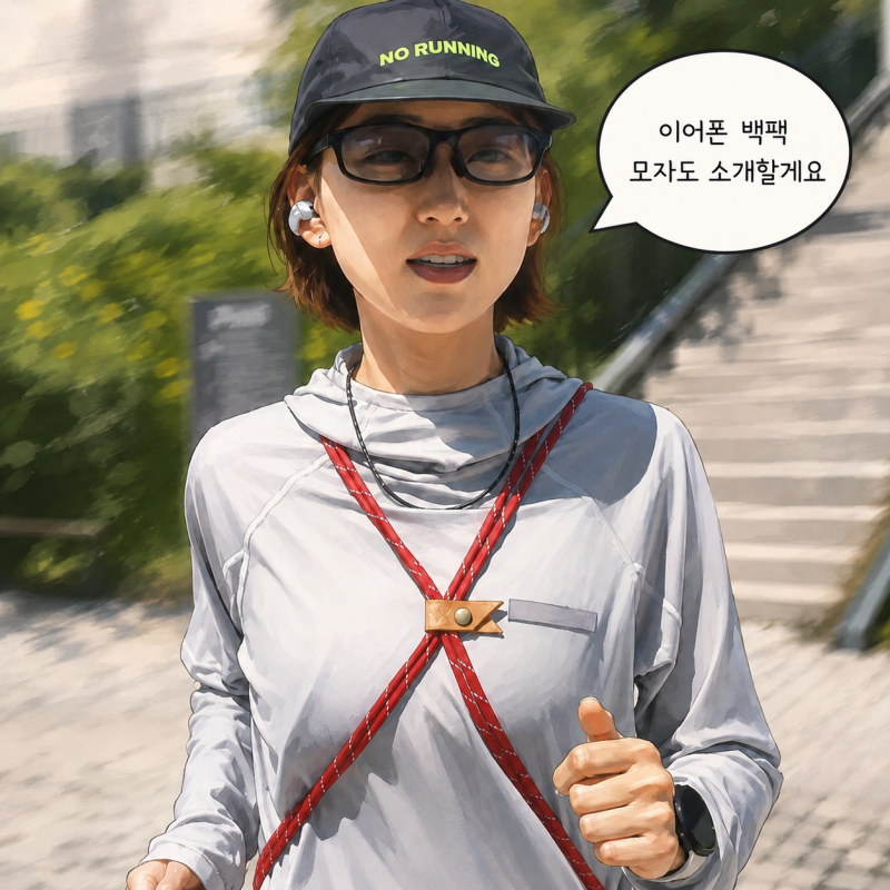 나혼자산다 류혜영 러닝템! 선글라스 이어폰 시계 운동화 모자 백팩