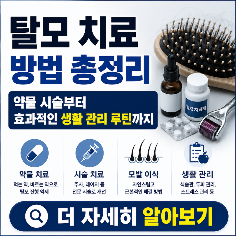 탈모 치료 방법 총정리: 먹는약 부터 모발이식,생활 루틴까지