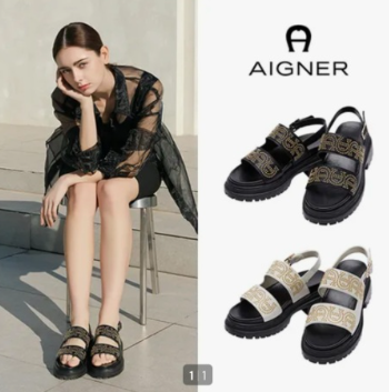 [CJ온스타일+] 아이그너(AIGNER) 양가죽 체인로고 샌들 내일 새벽 단 30분 독점 라이브 단독 선점....