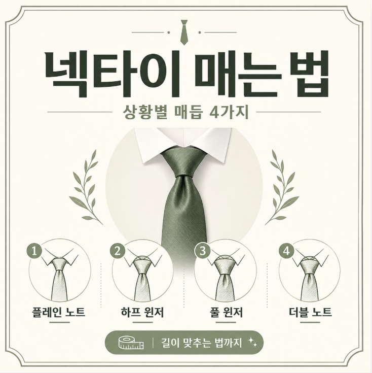 넥타이 매는 법,상황별 매듭 4가지(+길이 맞추는 법)