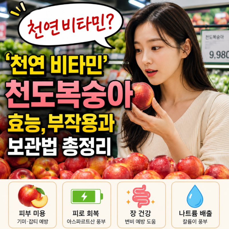 제철 천도 복숭아 먹는법 부작용, 효능, 보관법