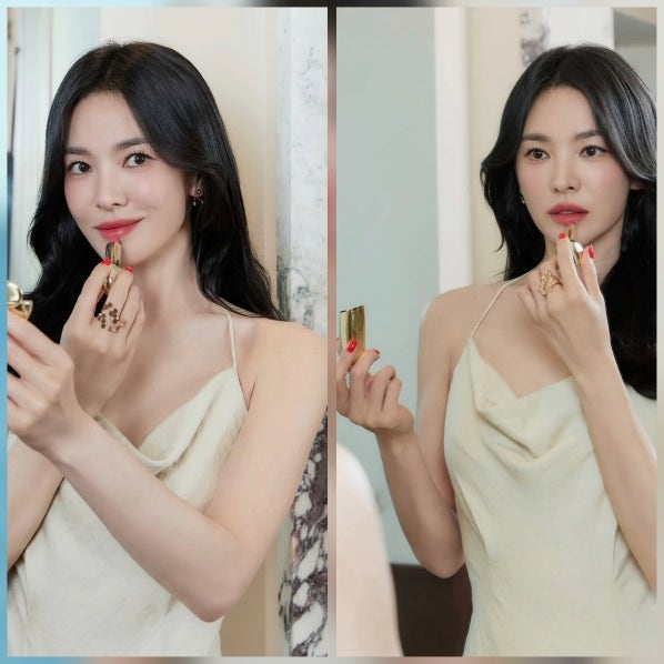 송혜교, 골드 립스틱 마지막 터치로 완성한 갈라 전의 눈부신 우아함