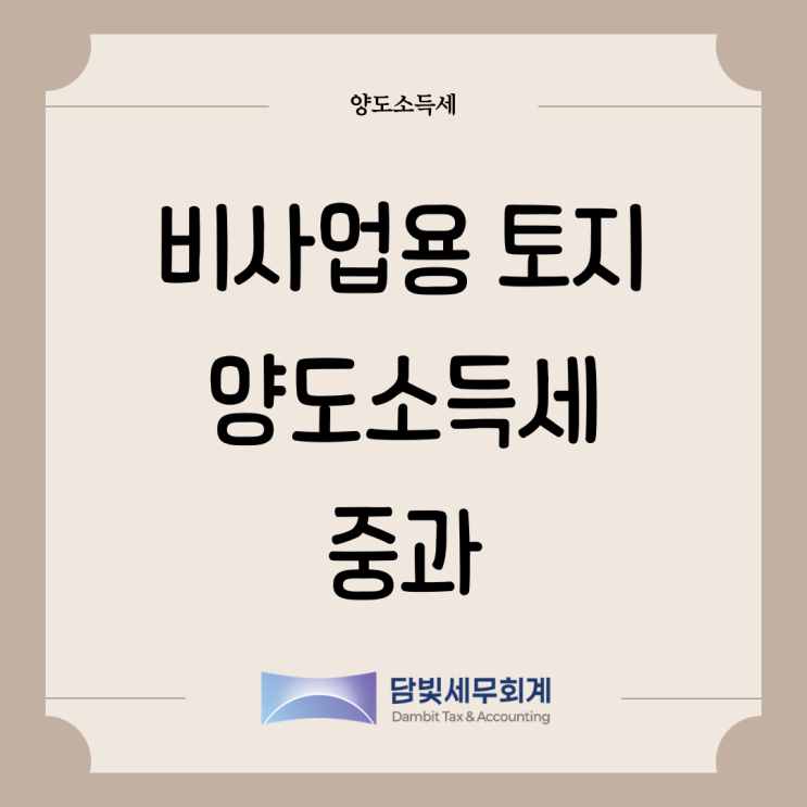  양도소득세 : 비사업용 토지 중과세