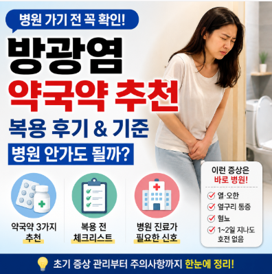 방광염 병원안가고 약국약으로 버텨도 될까? 통증 기준, 복용 후기 정리