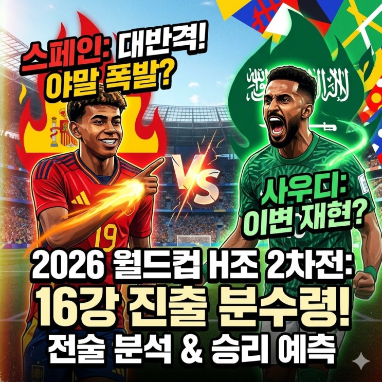 2026 월드컵 <b>스페인 16강 진출</b> 전술 및 사우디전 승리 예측 분석