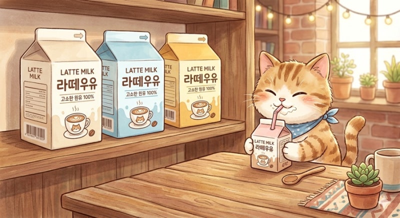 시그니처 라떼 (숙성 우유 라떼) 저가 카페 세 곳 비교 _ 우지, 텐퍼센트, 매머드커피