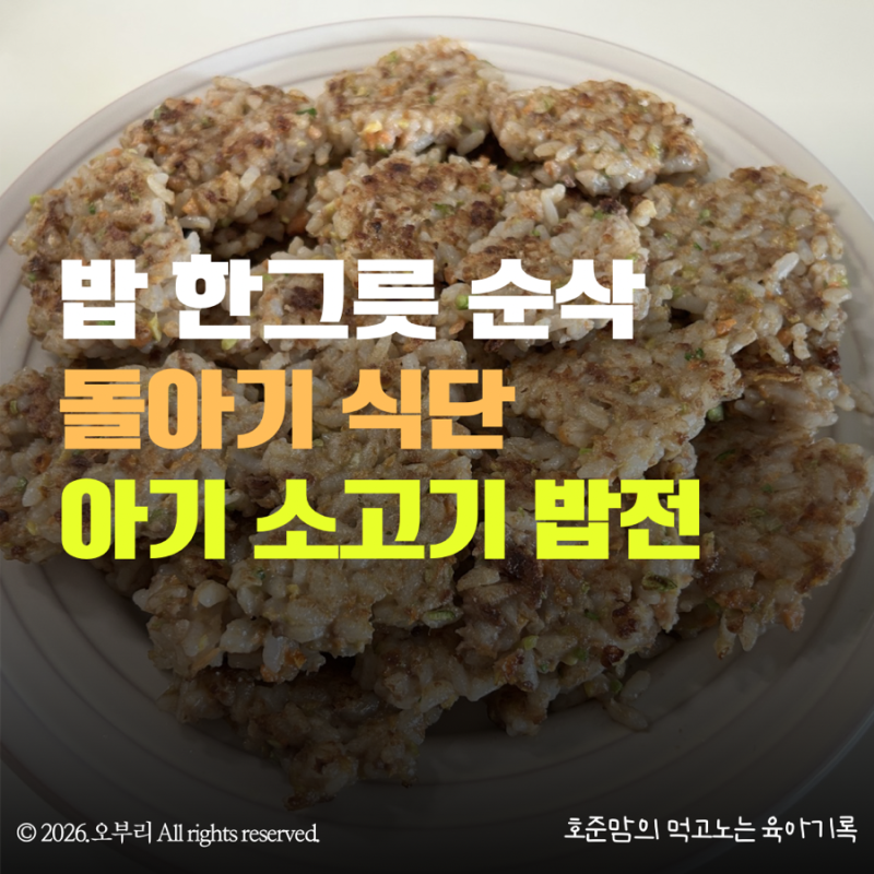 돌아기 식단 레시피｜밥태기 아기도 순삭한 초간단 유아식 메뉴(아기 소고기 밥전)