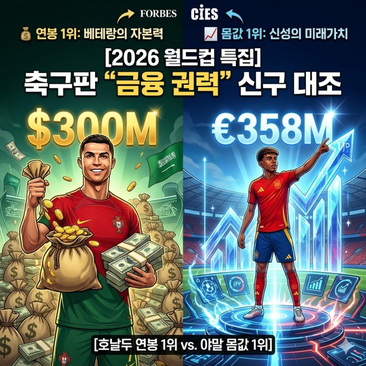 [호날두 연봉 1위 <b>야말</b> 몸값 1위] 2026 월드컵 뒤흔든 <b>축구</b>... 