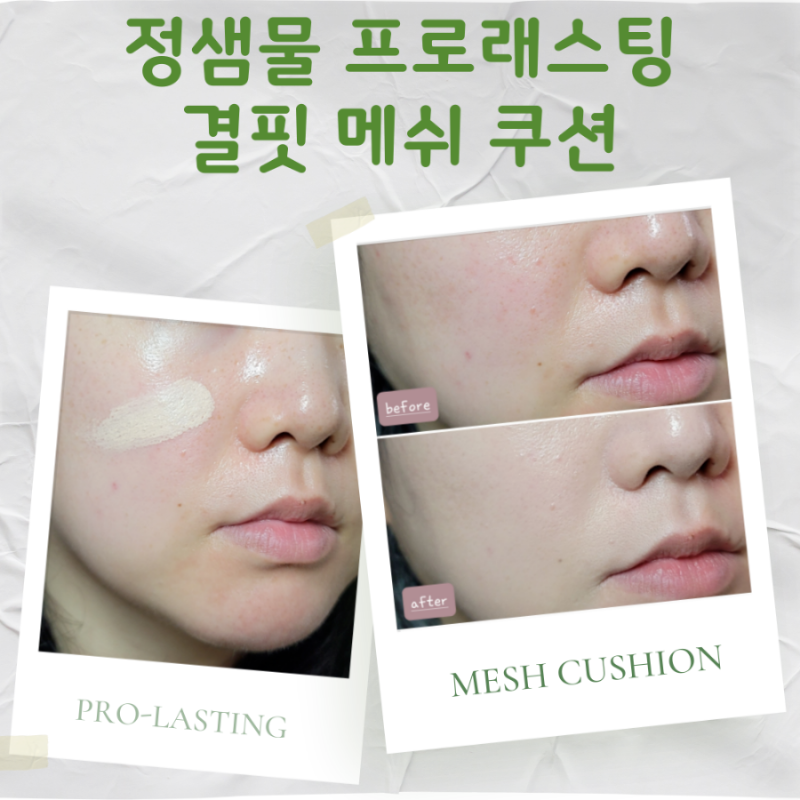 정샘물 프로래스팅 결핏 메쉬 쿠션 페어라이트 색상 지속력 여름 쿠션 추천