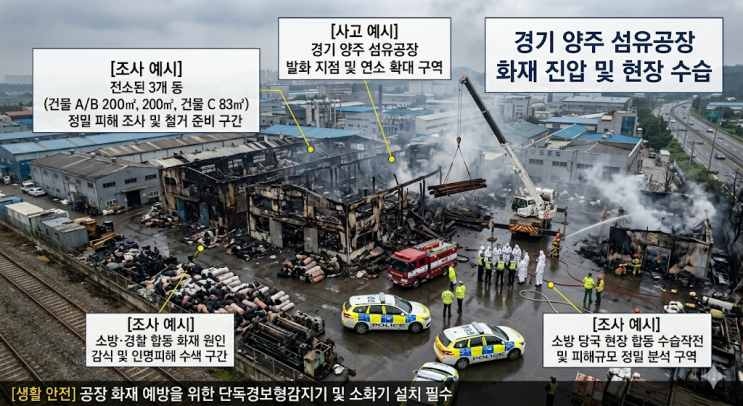 [<b>양주</b> <b>화재</b>] <b>섬유공장</b>서 <b>화재</b> 발생… 건물 3개 동 전소... 