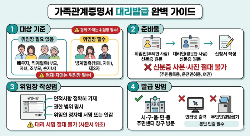 가족관계증명서 대리발급 방법 형제 자매 위임장 준비물 정리 (+부모)