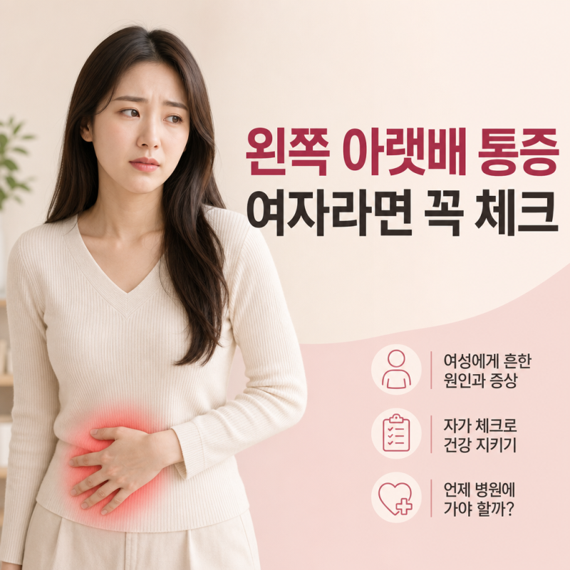 왼쪽 아랫배 통증, 콕콕·묵직·찌릿하다면? 여자라면 꼭 확인해야 할 원인 총정리