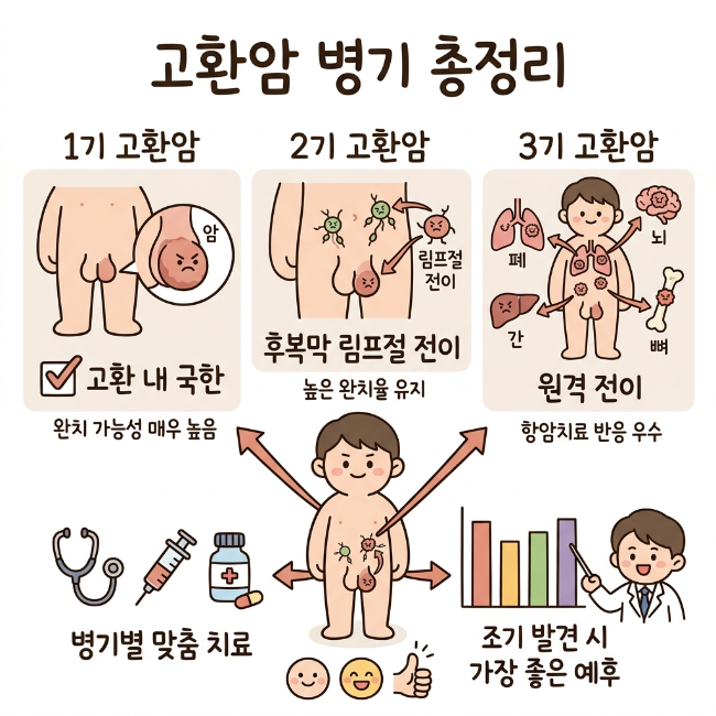 고환암 병기 총정리｜1기부터 3기까지 진행 단계와 예후 차이